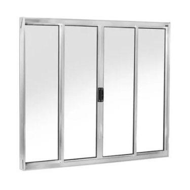 Imagem de Janela 4 Folhas Vidro Alumínio Brilhante, Branco ou Preto Linha 18 Mod