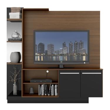 Imagem de Estante Tv 55" Com Espelho Denver Multimóveis V3148 Madeirada/Preta Duna/Preto