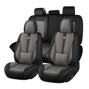 Imagem de Conjunto completo de capas de assento de carro para Ford Maverick 2022-2025, capa de assento de couro napa cobertura total à prova d'água (preto e cinza, 5 assentos padrão)