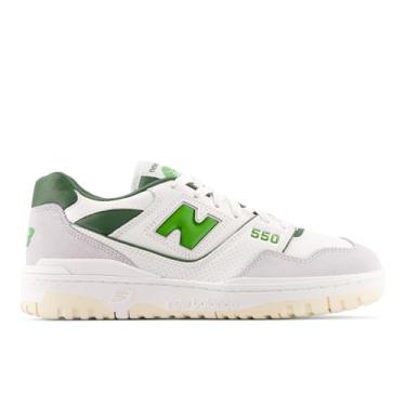 Imagem de New Balance 550 Masculino – Estilo Retrô Basquete Anos 80 em Couro Premium Bege-Claro com Detalhes Verde – Conforto Urbano, Exclusivo (Bege Claro/Verde, BR, Adulto, Numérico, 38)