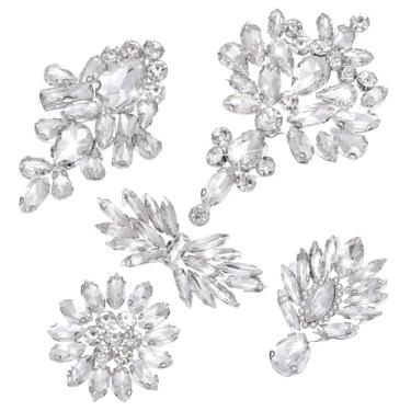 Imagem de PH PandaHall 5 peças de apliques de strass para roupas, flor de feltro, laço de ferro, bordados, acabamento transparente para vestidos faça você mesmo, chapéus, bolsas, decoração de festa de Natal