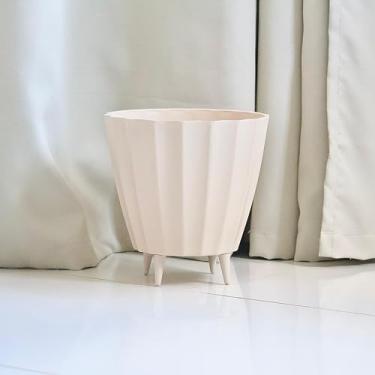 Imagem de Vaso de Planta Decoração Casa Sala Bojo Cacau com Pé Injetado 23x27 Luxo Polido Liso (Bege)