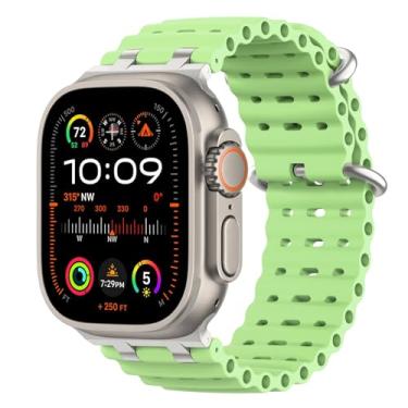 Imagem de MoKo Pulseira Ocean Band compatível com Apple Watch Ultra 3/2/1 de 49 mm, pulseira esportiva de silicone atualizada de 46 mm, 45 mm e 44 mm, para homens e mulheres, séries 11/10/9/8/7/6/5 SE3/2/1