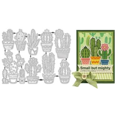 Imagem de UNICRAFTALE 11 peças de cacto em vaso, matrizes de corte de metal, plantas do deserto, estênceis de gravação em relevo para fazer cartões, álbum de fotos, álbum de fotos, diário, artesanato, 11 peças