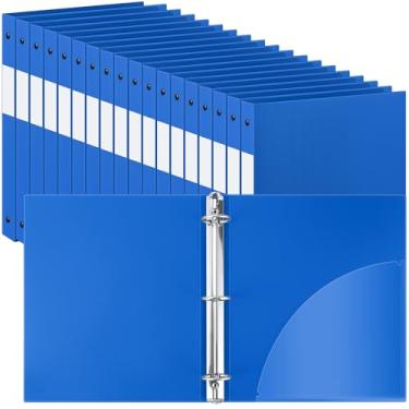 Imagem de Henoyso 48 fichários de plástico com 3 anéis de 2,5 cm e 3 argolas flexíveis para papel tamanho carta 21 x 28 cm, comporta até 225 folhas com 1 bolso, fichário versátil para escola, escritório, casa