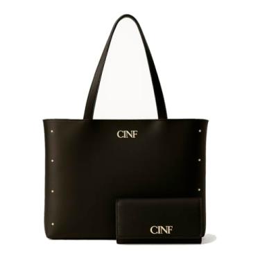 Imagem de Bolsa Sacola Grande Universitária + Carteira Kit Com 2 peças (Preta)