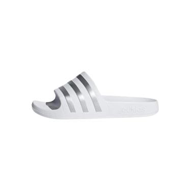 Imagem de Adilette Aqua Slides, Branco/Prata Metálico/Branco, 12 Little Kid