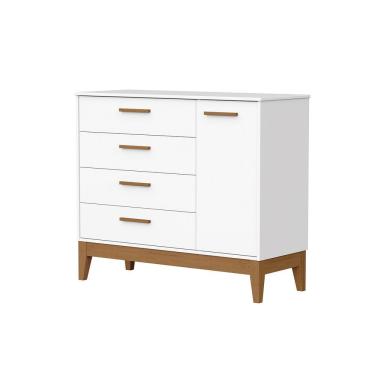 Imagem de Comoda Sapateira Flip 1 Porta 4 Gavetas Branco Fosco