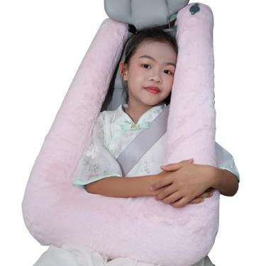Imagem de Keemall Travesseiro de carro para crianças, inflável profissional, para dormir, assento de carro, viagem, seguro, confiável, almofadas infláveis para assentos de carro para crianças, adultos, rosa
