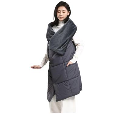 Imagem de Cobertor elétrico (54,3 x 48 polegadas), aquecedor corporal aquecido, conexão de banco de potência para aquecimento de 3 engrenagens, para trabalho externo e interno, multifuncional- Gray