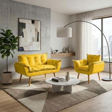 Imagem de Kit Namoradeira e Poltrona Decorativa Para Sala Recepção Manicure Cons