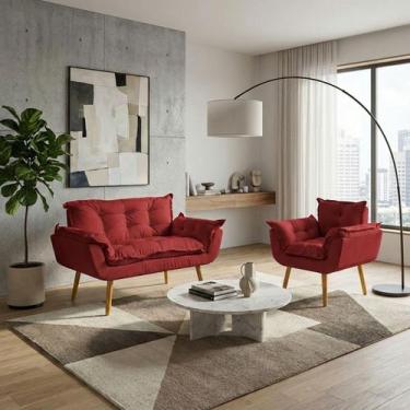 Imagem de Kit Namoradeira e Poltrona Decorativa Para Sala Recepção Manicure Cons