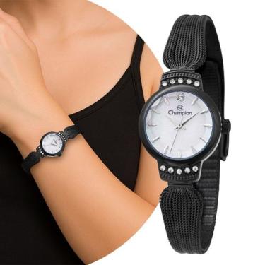 Imagem de Relógio Feminino Preto de Pulso Pequeno Delicado Fashion Luxo Elegante