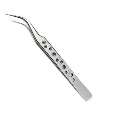 Imagem de Pinça Nagaraku Profissional Ponta Curva Perfurada Nh-15, Aço inoxidáve