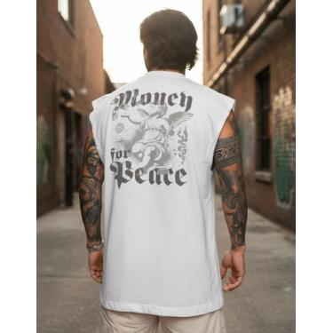 Imagem de Regata Over Machao Anjo Money 100% Algodão Conforto Verão - AL7, Branc