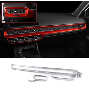 Imagem de KELEIMAI Acessórios de carro adequados para Honda Civic 11ª geração 2022 2023 2024 painel interno console central acabamento da tampa da saída de ar CA (prata) ABS 2 peças
