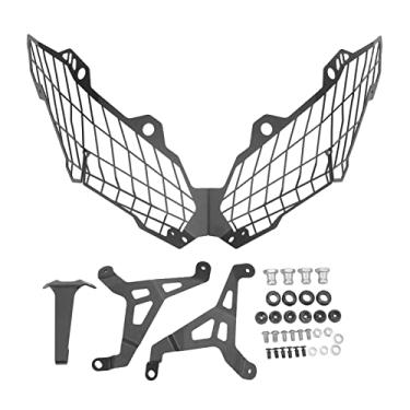 Imagem de Grade de proteção para farol de motocicleta, capa de malha preta para Versys 650 300R 1000, proteção abrangente, alta visibilidade, conjunto de aço inoxidável durável