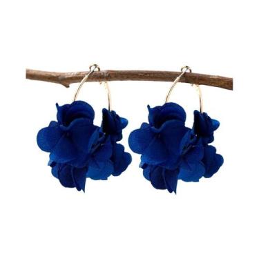 Imagem de Brincos De Argola Elegantes Em Tecido Floral Para Mulheres, Moda Para 