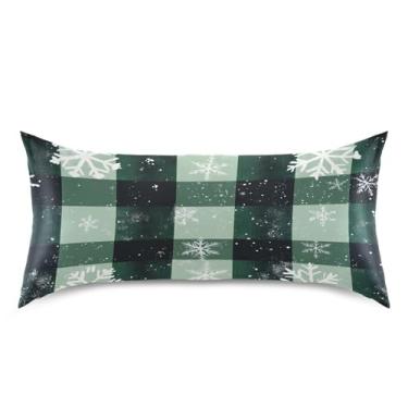 Imagem de Blueangle Flocos de neve preto búfalo xadrez cetim fronha para cabelo e pele fronha de seda, tamanho king (50,8 x 101,6 cm) - fronhas de cetim com fecho de envelope (181)