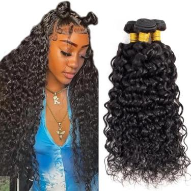 Imagem de Pacotes de cabelo humano ondulado de água de trama dupla mechas molhadas e onduladas cabelo humano 51 cm 61 cm cor preta natural pacote de extensões de cabelo virgem brasileiro ofertas