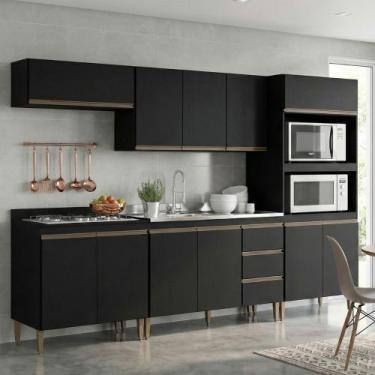 Imagem de Armário de Cozinha Completa Modulada Milão Menu Móveis Preto