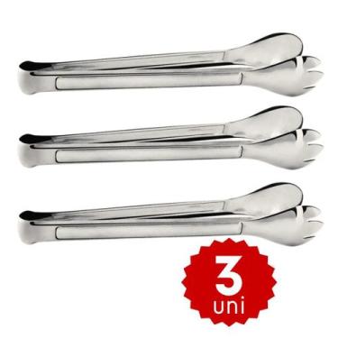 Imagem de Kit Pegador Multiuso Pinça em Inox 29cm para Salada Carne Pão Salgado 