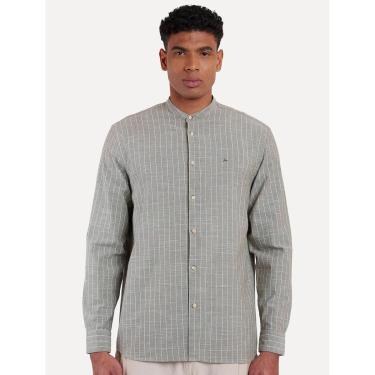 Imagem de Camisa Aramis Masculina Regular Gola Padre Listras Verde-Masculino