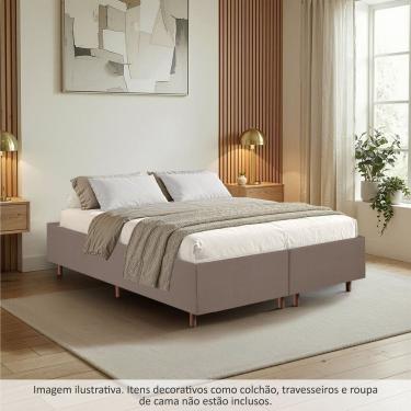 Imagem de Cama Box Queen em Madeira Eucalipto Base Resistente e Durável Santorini Espresso Móveis Marrom Claro