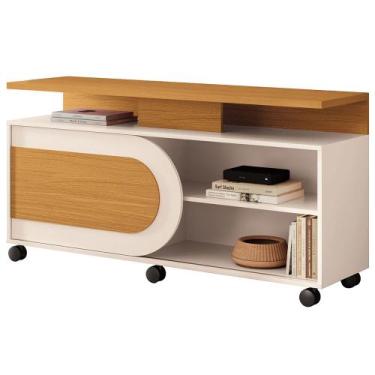 Imagem de Rack Para Sala de Estar TV 55 Pol Com Rodízios Batel B01 Cinamomo Off 