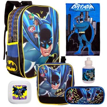 Imagem de Kit Mochila com Lancheira Infantil Aula Menino Batman