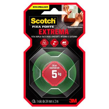 Imagem de Fita Adesiva Dupla Face 24mm Fixa Forte Extrema Para Parede 2 Metros Scotch 3M