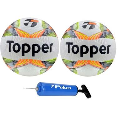 Imagem de Kit 02 Bola Futsal Topper Slick 2024+ 01 Bomba de Ar Poker Way C/ Agul