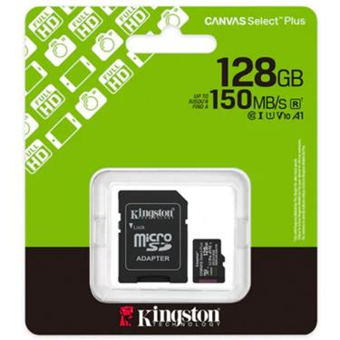 Imagem de Cartão de Memória Microsd Kingston Canvas Select Plus Gen3 Leitura Até 150 MB-s Classe 10 com Adaptador Preto 128GB