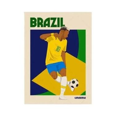 Imagem de Arte De Parede Retro Colorida De Futebol Em Lona, Poster Esportivo Da 
