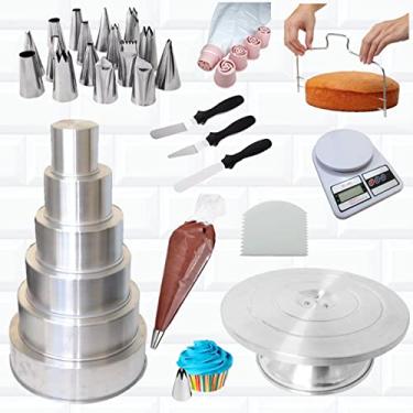 Imagem de ISAMAR Kit Confeiteiro Iniciante Bailarina Formas Balança Espátula - Alumínio, Aço Inoxidável, Plástico - 8 unidades