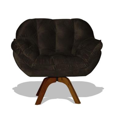 Imagem de Poltrona Giratória Miami Suede Base de Madeira - SSX Multicoisas