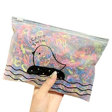 Imagem de POLG 1000 peças de cabelo elástico descartável colorido fashion para meninas, elásticos de arco-íris para cabelo, J, tamanho �nico