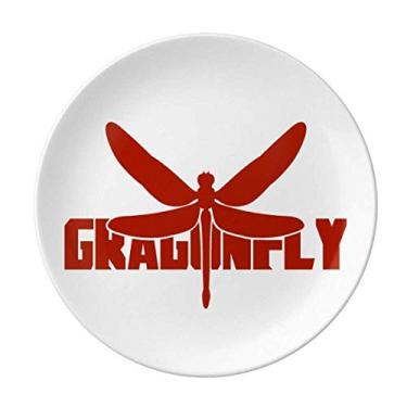 Imagem de Prato decorativo de porcelana para salver e salver de insetos, medos, animais, libélulas, prato de jantar