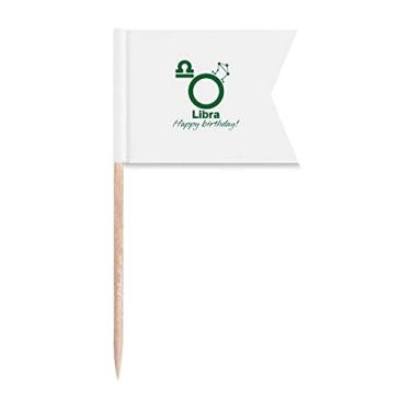 Imagem de Destino da constelação de aniversário, celebração, libra, palito, bandeiras, marcação, para festa de bolo, comida, placa de queijo