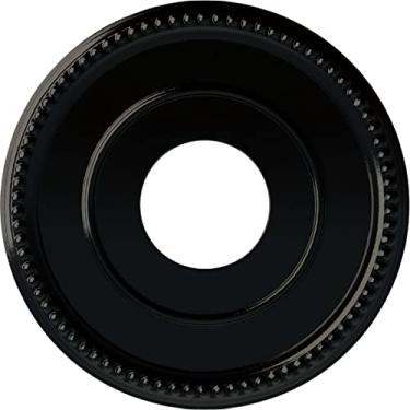Imagem de Medalhão de teto Ekena Millwork CM12BRBPS Bradford, 12 1/2OD x 3 7/8" ID x 3/4" P (serve em toldos até 6 5/8"), pintado à mão preto pérola