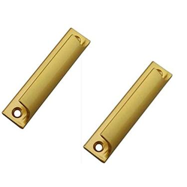Imagem de 2 peças de liga de alumínio, puxador de porta deslizante montado na parede, gaveta de porta, puxador de porta de vidro para ferragens de móveis, ouro