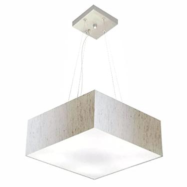 Imagem de Lustre Pendente Quadrado Cúpula Tecido 15/45x45 cm, Vivare Iluminação, Pendente4196 LLA-35, Linho Bege, Médio