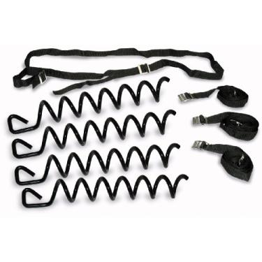 Imagem de JumpSport Kit de segurança e estabilidade de âncora para trampolim durável e resistente, inclui 4 parafusos e alças para ventos altos