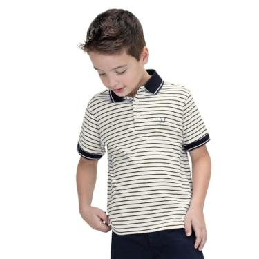 Imagem de Polo Infantil Masculina Listrada Trick Nick Bege 14