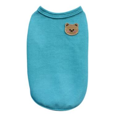 Imagem de FADAAR 2 peças colete urso roupas para cães gato sólido camiseta roupas cães moda fina algodão verão fantasia de gato Kedi Katten (XG, azul)