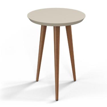 Imagem de Mesa Lateral Canto Para Sala Redonda Luna Patrimar Off White