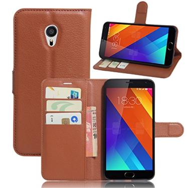 Imagem de Capa carteira MEIZU MX6, capa carteira flip de couro PU premium com compartimento para cartão, suporte e fecho magnético [capa interna à prova de choque de TPU] Compatível com MEIZU MX6