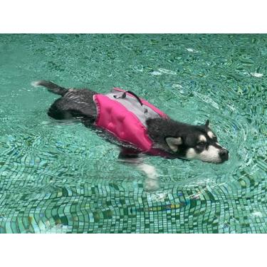 Imagem de Colete salva-vidas para cães, colete salva-vidas inflável para cães, colete flutuante ajustável, colete salva-vidas de alta flutuação, colete flutuante para cães (rosa, GG)