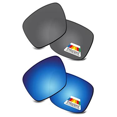Imagem de Bwake Lentes de substituição para óculos de sol Oakley Holbrook XL OO9417 - preto + azul gelo polarizado