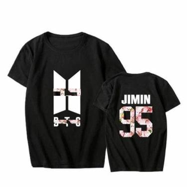 Imagem de Camiseta K-pop J-Hope Jin Jungkook Jimin RapMonster Su-ga V Unissex Camiseta Estampada Camiseta de Algodão Merch, Preto 2, G